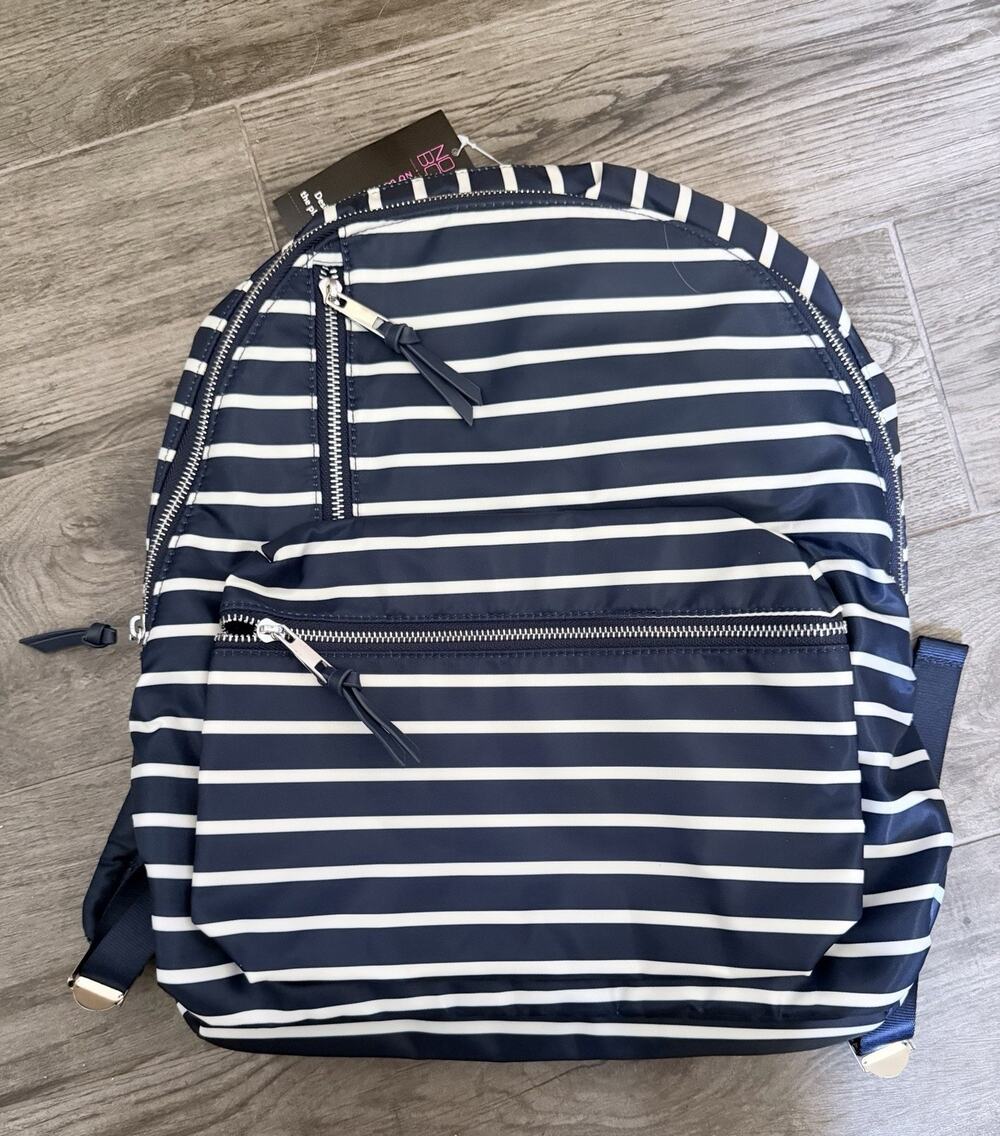 No Boundaries striped nylon backpack preppy chic, nautical vibes bag